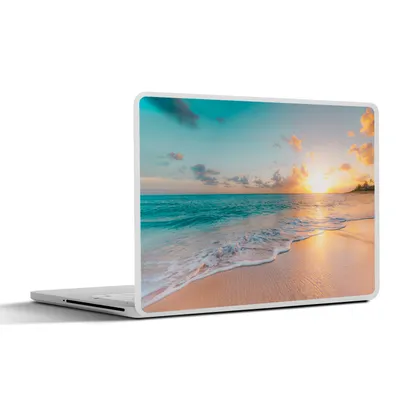 Produktbild von MuchoWow® Laptop Aufkleber Sticker Cover Sonnenuntergang - Strand - Meer - Sommer - Blau 36.5x27.5 cm - Laptop-Sticker