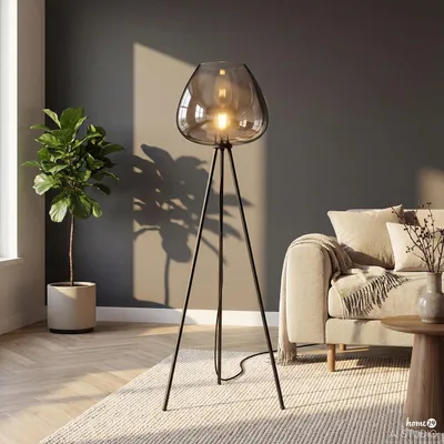 Produktbild von home24 Stehleuchte - Rauchglas / Eisen - 1-flammig