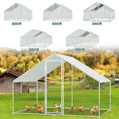Produktbild von 3x6x2mHühnerstall 3x6x2m Hühnerhaus Freilaufgehege Tiergehege Tierlaufstall mit PE-Schattendach, verzinkter Stahlrahmen für Hühner Geflügel Kleintiere