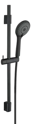 Produktbild von WENKO Brauseset Watersaving Schwarz, Länge Stange: 70 cm, Edelstahl rostfrei