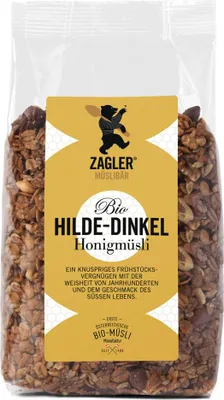 Produktbild von Hilde Dinkel Honigmüsli 500g - kraftvoll - eiweißreich - gut verträglich - ohne Haltbarkeitsmittel von ZAGLER MUESLIBAER