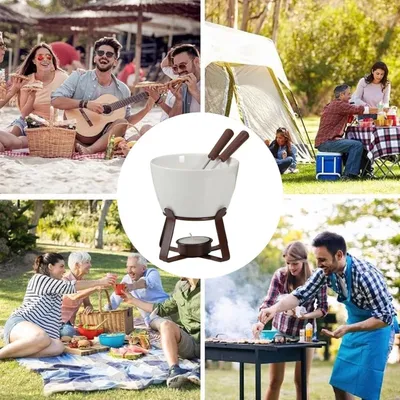 Produktbild von Schokoladenfondue-Becher aus Keramik, 300ml, mit Gabeln | Schokoladenfondue-Schmelzset für Süßigkeiten und Snacks zu Hause, auf Partys, beim Picknick, im Urlaub, an Geburtstagen und bei Zusammenkünften