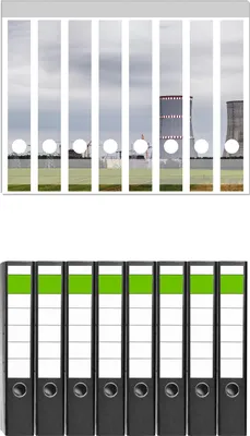 Produktbild von Wallario 8 Stück schmale Ordner inkl. Klebeetiketten mit Motive Bau eines Kraftwerkes -  Set mit Rückenschildern / Ordnerrücken Stickern