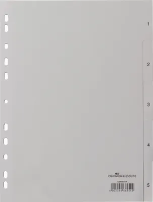 Obrázok produktu pre Durable 650510 - Numerischer Registerindex - Polypropylen (PP) - Grau - Porträt - A4 - 230 mm