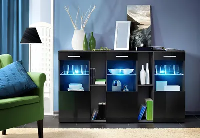 Immagine prodotto di Credenza nera cassettiera di design soggiorno mobili moderni in legno