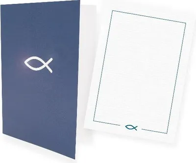 Produktbild von itenga 12x Klappkarten FISCH BLAU Karten Kommunion Taufe A6