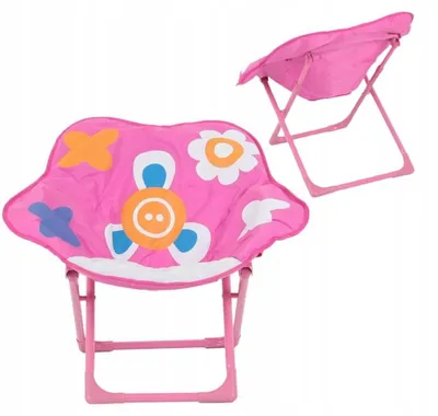 Produktbild von Kinder Klappstuhl Rosa Blume, gepolstert, faltbar, Camping Gartenstuhl für Kinder bis 30 kg
