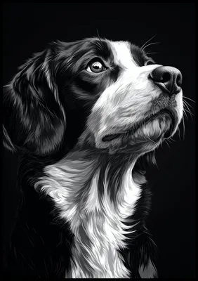 Immagine prodotto di Poster 70x100cm Ritratto di animali per il salotto | Beagle | Bianco e nero
