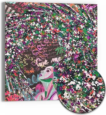Produktbild von DEQOART Hybrid Leinwand Bild 50x50 cm 'Explosive Inspiration' Wandbild Glas flach modern