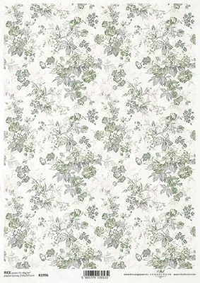 Produktbild von ITD Reispapier Decoupage Bastelpapier, R1996 Tapetenmotiv, Blumen in Grüntönen
