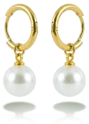 Image de Boucles d'oreilles plaquées or avec perle 2 en 1 Emvora EWE260825G
