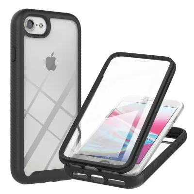 Obrázek produktu pro Pouzdro pro iPhone SE 2020 / 6 / 6s / 7 / 8 průhledný zadní TPU bumper, nárazuvzdorné s integrovanou ochrannou fólií 360° ochrana pouzdro černé