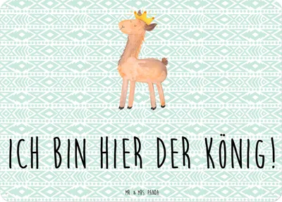 Produktbild von Mr. & Mrs. Panda tafel Lama König DIN A3 - Aztekenblau - Geschenk, Abitur, Mama, Wandbild, Magnetschild, Papa, Vorgesetzter, Türschild, Blechschild, Schild, Freundin