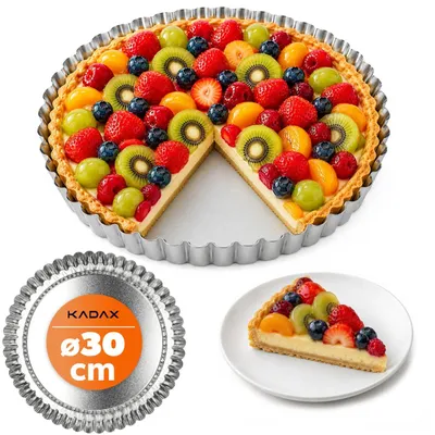 Obrázek produktu pro Forma na koláče KADAX "Prung", forma na koláče z pozinkovaného a nepřilnavého plechu, 30 cm, stříbrná