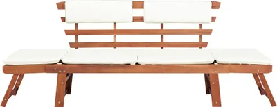 Image de vidaXL Banc de jardin 2 en 1 avec coussins 190 cm bois massif acacia