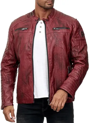 Produktbild von Kunst- Lederjacke Bikerjacke Biker Steppjacke Dirty Red 3XL