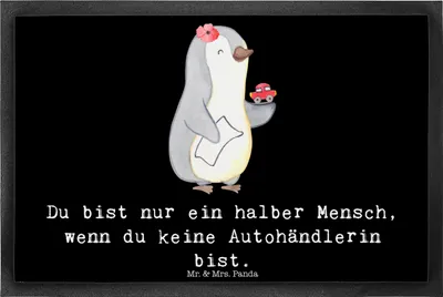 Produktbild von Mr. & Mrs. Panda Fußabtreter Autohändlerin Herz 40 x 60 cm - Schwarz - Geschenk, Türvorleger, Witzig, Beruf, Spruch, Autohandel, Fussmatte, Fußabstreifer, fußmatte