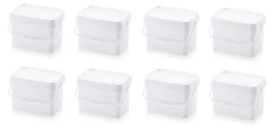 Imagen del producto de Juego de 8 cubetas apilables - 20 litros - Color: Blanco