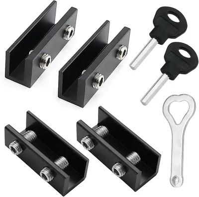 Imagen del producto de Cerradura ajustable para ventanas correderas, juego de 4 unidades, color , para puertas correderas y ventanas