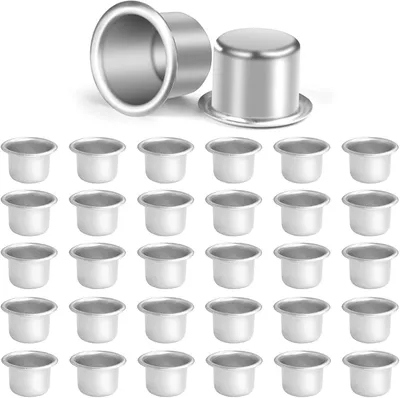 Produktbild von Kerzenhalter für Stumpenkerzen – Set mit 30 Stück – Kerzenhalter aus Metall – Kerzen für den Weihnachtsbaum – Tischkerzen