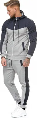 Produktbild von Herren Trainingsanzug | Freizeitanzug mit Kapuze | 0986 Grau-Navy 3XL