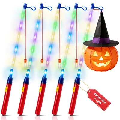 5 LED-Laternenstäbe 40 cm für Kinder – bunt leuchtend
