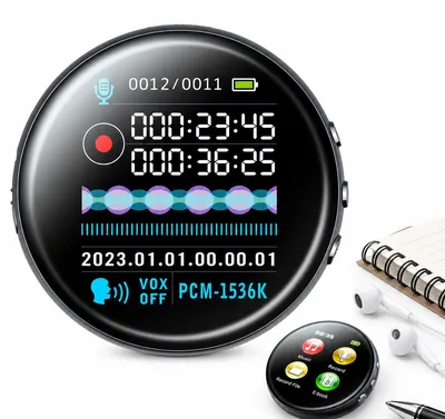 Produktbild von Mp3 -playerr mit Aufnahmefunktion, 16GB Hi-Fi Musikplayer mit Diktiergerät, Geräuschreduzierung, Sprachsteuerung, 1,69 Zoll IPS Display