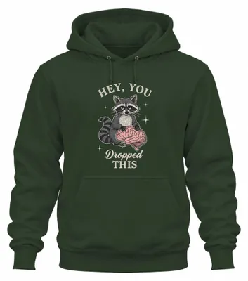 Immagine prodotto di Ciao, hai lasciato questa felpa unisex retrò con la scritta "Waschbär Gehirn" (scoiattolo con cervello), ideale come regalo divertente, colore verde bottiglia, taglia M