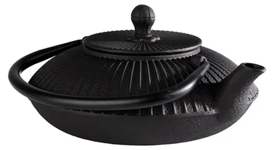 Gusseisen-Teekanne 0,8 L mit Teesieb, schwarz