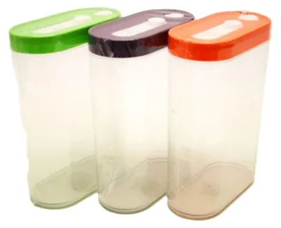 Produktbild von Schüttdose 1 Liter stapelbar transparent Deckel farbig kleine Schüttöffnung
