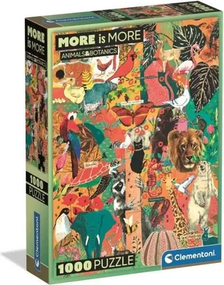 Zdjęcie produktu dla Puzzle 1000 elementów Clementoni Compact More is More Animals & Botanics, 70 x 50 cm, z plakatem