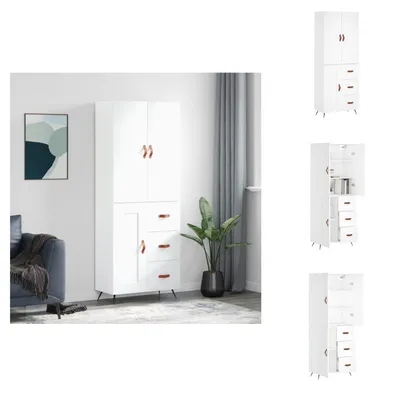 Image de vidaXL Highboard Blanc 69,5x34x180 cm Bois composite - Sideboards
