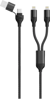 Immagine prodotto di 2GO USB / Type C Ladekabel DUO 2x Lightning Nylon 1,5m sw