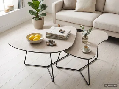 Produktbild von Couchtisch >Pisa< (2er-Set) in Cashmere Steinstruktur - 87x59x59 (BxHxT)