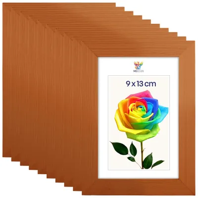 Produktbild von MG Design 10er Set Bilderrahmen Lackiert 9x13 cm - Echtholzrahmen mit Acrylglas, hoch/quer, zum Aufhängen & Aufstellen
