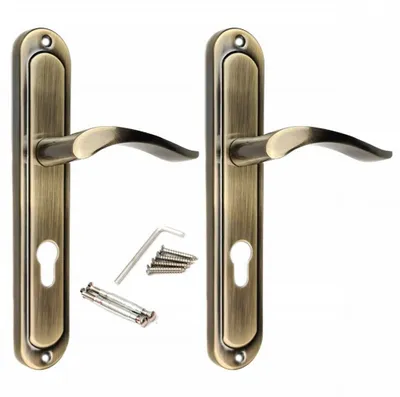 Produktbild von Türgriff Türbeschlag Drückergarnitur Türklinke Türdrücker Patina PZ-Profilzylinder 72mm NAT