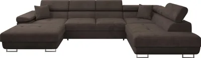 Produktbild von MIRJAN24 Wohnlandschaft Torezio Bis, Stilvoll Eckcouch mit Bettkasten und Schlaffunktion, Einstellbare Kopfstützen, 346x203x70-90 cm (Farbe: Lumo 40, Seite: Rechts)