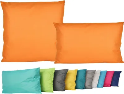 Produktbild von 2er Set Outdoor Lounge Kissen Set 45x45cm + 30x50cm Dekokissen Inkl. Füllung Wasserfest Sitzkissen Garten Lotus Effekt, Farbe:Orange