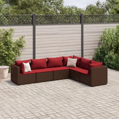 Produktbild von "2026 Promotion" 6-tlg. Garten-Lounge-Set - Sitzgruppe - mit Kissen - Braun Poly Rattan - Gartenmöbelset CC16588