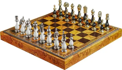 Produktbild von Italienische schachfiguren holz weiß/schwarz + schachbrett kunstleder weltkarte 48