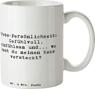 Produktbild von Mr. & Mrs. Panda Tasse Spruch Krebs Gefühlswelt - Weiß - Geschenk, Geschenke Astrologie, Becher, Tierkreiszeichen, Trinkbecher, Empathie, kaffeebecher keramik, Gefühle