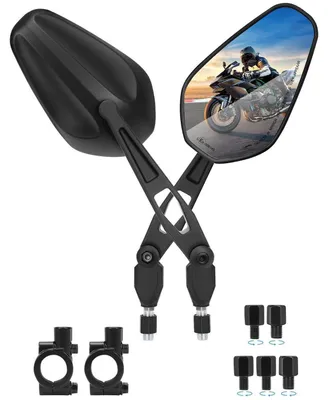 Immagine prodotto di Specchietti retrovisori per moto, omologati, pieghevoli, rotazione a 360°, filettatura M8/M10, adatti sia per lato destro che sinistro, per scooter e ATV