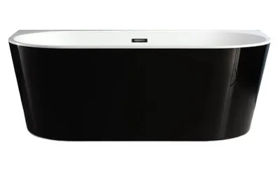 Zdjęcie produktu dla Wanna wolnostojąca przyścienna 170 x 75 cm biała system przelewowy Pari Czarna