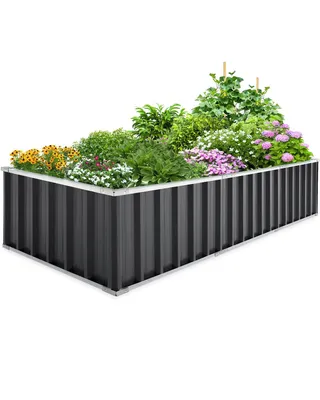 Image de KING BIRD Potager surélevé en métal 258 x 90 x 46 cm, kit potager surélevé pour jardin, inoxydable et durable, montage facile, pour légumes et herbes aromatiques, gris