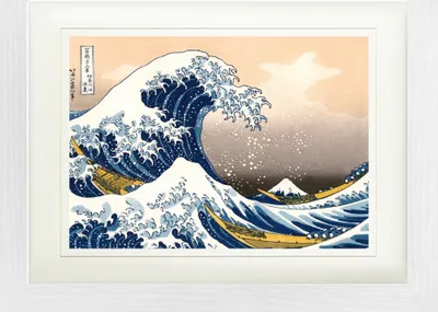 Produktbild von Katsushika Hokusai Gerahmtes Bild Mit Edlem Passepartout | Wand-Bilder | Im Bilderrahmen - Die Große Welle Vor Kanagawa (30 x 40 cm)