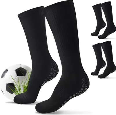 Produktbild von Fussball Grip Socken (schwarz) - Fußballsocken als besondere Geschenkidee 3 Paar