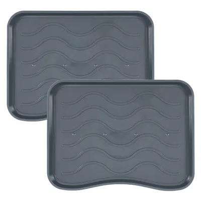 Produktbild von Schuhabtropfschale - 2 Stück - Grau - 38x50 cm - Schuhmatte - für Regen- und Schneetage - Schuhwanne - SIGNET