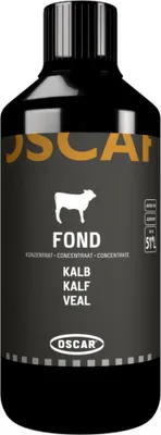 A black bottle of Oscar liquid calf concentrate.