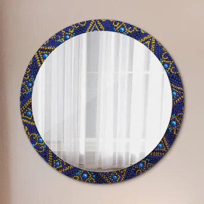 Produktbild von Spiegel Rund mit Aufdruck - Wandspiegel Design Wandmontage – Badspiegel - Rundspiegel - Dekorativ Komposition - Rund: Ø100cm