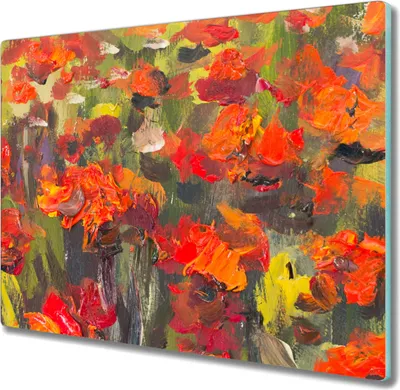 Produktbild von Coloray Hackbrett Herdabdeckplatte 60x52 cm Küchenbrett Kochplattenabdeckung Schneidebrett - Mohnblumen Malerei